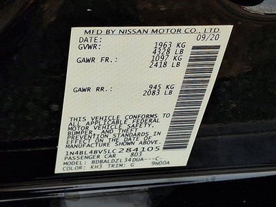 2020 Nissan Altima 2.5 S