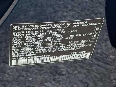 2022 Volkswagen Atlas 3.6L V6 SE w/Technology